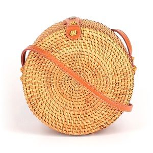 Round Wicker Cross Body Bag